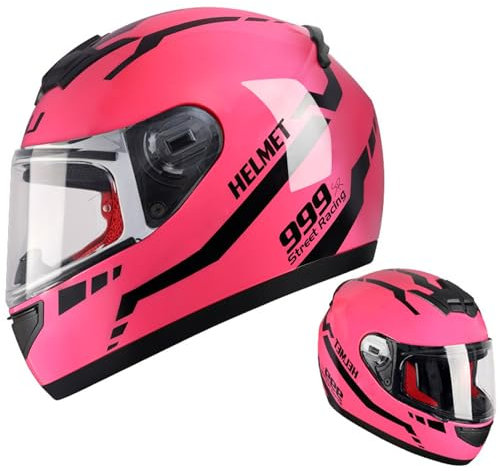 RUYICZB Integralhelm Für Motorradfahrer Mit Klarer Sonnenblende Und Mehreren Belüftungsöffnungen. Integrierter Motorradhelm. Motorradhelm Für Männer Und Frauen. DOT/ECE-Zulassung,Rosa,S 50~53CM