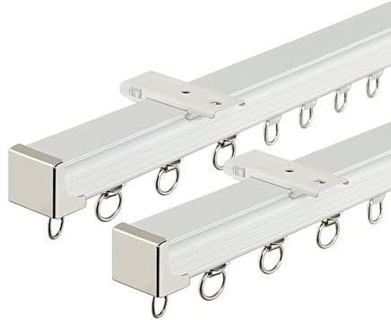 SZITW Deckenschiene, doppelt Dicke Vorhangschienen und Beschlagsystem, abgehängte Decke/Wandmontage für Wohnzimmer, Schlafzimmer, Erkerfenster, 1 m, 1,5 m, 2 m, 2,5 m, 3 m, 3,5 m, 4 m, 4,5 m, 5 m