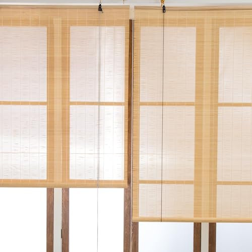 Bambus-Römischer Lampenschirm für Fensterlichtfilterung und atmungsaktive Sonnenschutzrollos für Fenster, Türen und Balkone