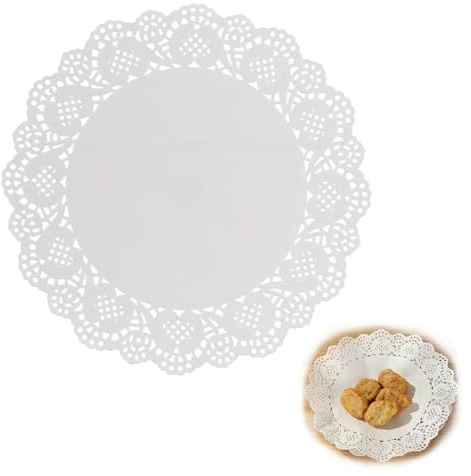 30 Pièces Ronds Napperons Papier Dentelle, pour Cuire et Absorber L'Huile, Napperons Papier pour Gâteaux et Tartes, Napperon Papier Dentelle, Blanc, 30.5 cm