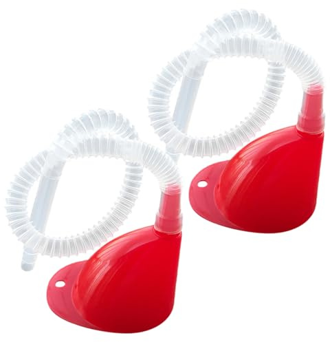 Sosoport Entonnoirs Flexibles Bec Incliné et Tuyau Transparent Prolongé 2 Sets en Plastique Rouge Pratiques pour Huile Moteur et Liquide Lave-glace pour Usage Automobile