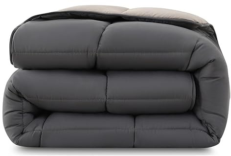 wometo Steppbett 155x220 Oeko-TEX Wende-Design grau & hellgrau | ohne Bezug verwendbar - Ganzjahresdecke Bettdecke Sommer und Winter - kuschelig & weich