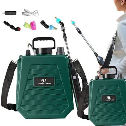 Quorvex Mochila Pulverizadora con Batería,Pulverizadores en Mochila para Césped y Jardinería - Depósito para Fumigar Abono con 2 Velocidades Ajustables para Jardinería Agrícola y Césped