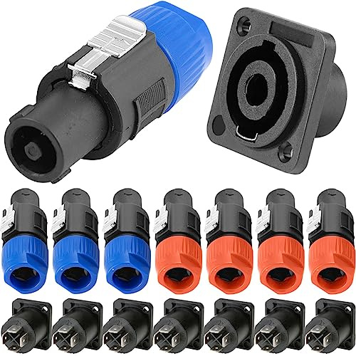 HAAMNING7 NL4FC connettore per Speakon 4 poli audio maschio spina femmina montaggio a pannello presa altoparlante twist lock adattatore per Neutrik per amplificatore Speakon, 16 pezzi