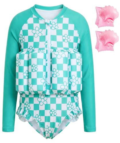 Summshall Maillot de bain pour bébé fille avec flottaison pour enfant - Aide à la natation - Maillot de bain à manches longues - Maillot de bain une pièce