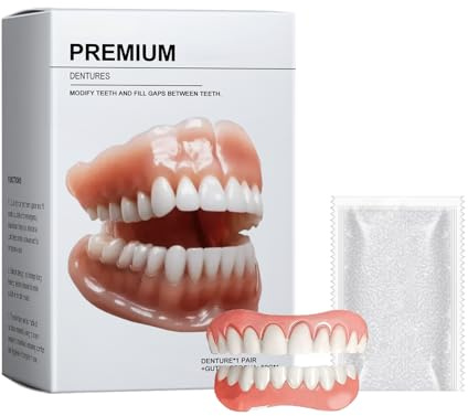 Protesi premium, set completo di protesi, reline in silicone morbido, venner temporanei per denti falsi, denti dall'aspetto naturale per uomini e donne