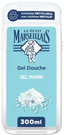 Le Petit Marseillais Gel Douche Extra Doux Sel Marin, flacon de 300 ml | Formule vegan composée à 92% d'ingrédients d'origine naturelle, Emballage recyclable, fabriqué avec plastique recyclé
