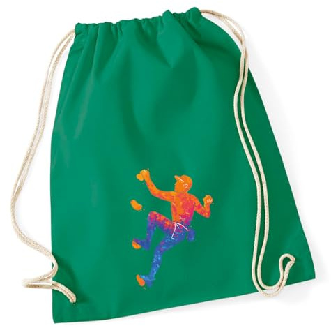 Huuraa Turnbeutel Bouldern Klettern Geschenk | Sportbeutel 12 Liter Kelly Green Baumwolle Grüner Rucksack Geschenkidee Unisex Beutel mit Kordelzug Baumwollbeutel