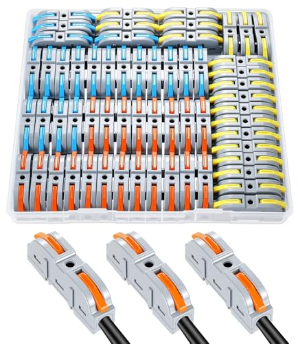 Kabelverbinder mit Hebel 60 Stück Schnell Anschlussklemmen Durchgangsverbinder Kabelklemmen Elektro Lüsterklemmen für DIY-Projekte Elektroinstallationen