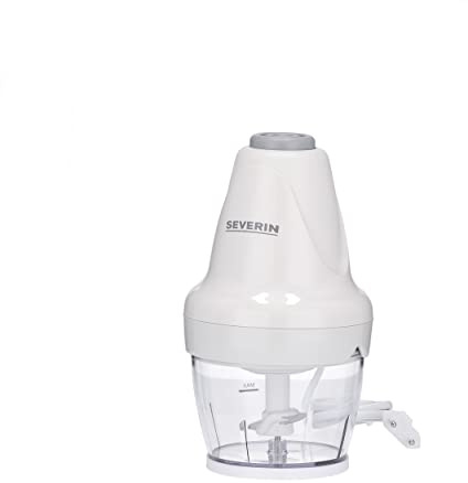 SEVERIN Hachoir électrique pour viande, herbes, légumes, noix, etc., Mini hachoir avec interrupteur à impulsions d’une capacité de 250 ml, Broyeur universel 260 W, blanc, UZ 3861