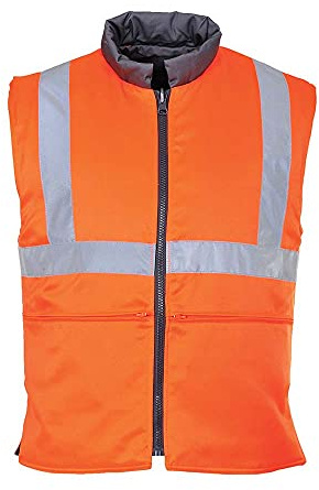 Portwest RT44ORRL Bodywarmer Smanicato Reversibile Go/Rt ad Alta Visibilità, Arancione/Grigio, L