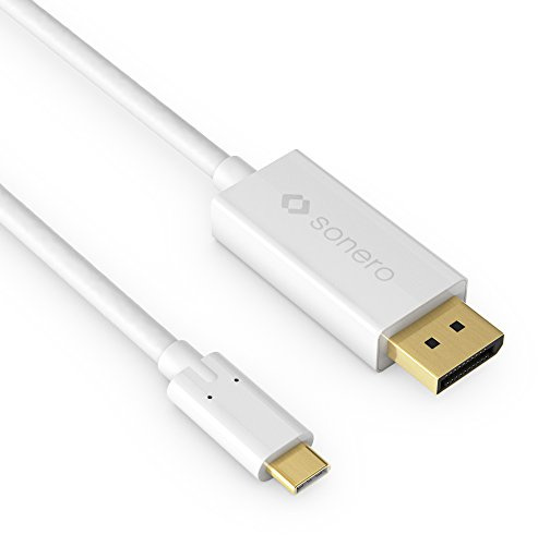 sonero UCC021-020 USB-C al cable DisplayPort, 4K a 60 Hz con 18 Gbps, USB 3.1, vieja moda, Thunderbolt 3 compatible con MacBook Pro, Samsung S8, Dell XPS 15 y otra USB-C Computer, 2,0m, blanco
