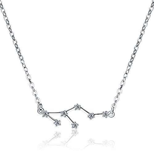 H.ZBRUJ Chic 925 Silver Zodiac Pendant Aries Sign for Women CZ Necklace Gift to Mother Lover Girlfriend Wife Daughter
