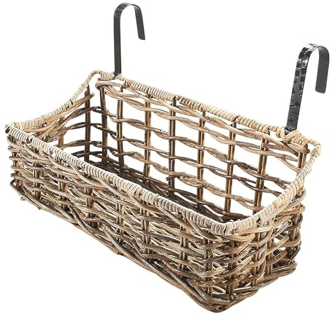 Kobolo Balkonkasten stabil und robust Rattan licht 50x18x20 cm