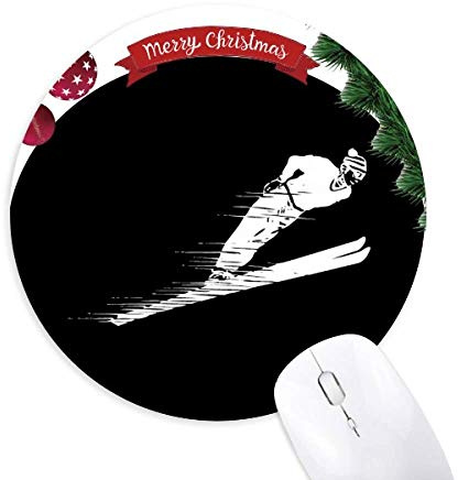 Wintersport Skibilder Illustration Runde Gummi Maus Pad Weihnachtsbaum Mat