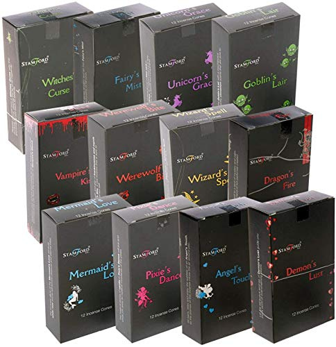 Stamford Mythical Lot de 12 paquets de 15 cônes d'encens Idéal pour la méditation, le yoga, l'aromathérapie, la relaxation