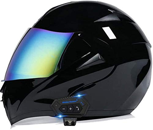 ZLYJ Casco Integrali Moto Bluetooth,Casco Modulare Casco Apribili con Dual Visor Anti-Fog,Casco Microfono con Altoparlante Incorporato per Risposta Automatica,Certificato ECE A,M