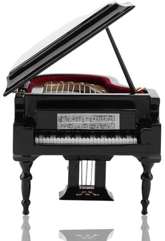 Modello di pianoforte in miniatura, modello di mini pianoforte in legno con panca e custodia nera, regalo musicale per Natale, compleanno, San Valentino