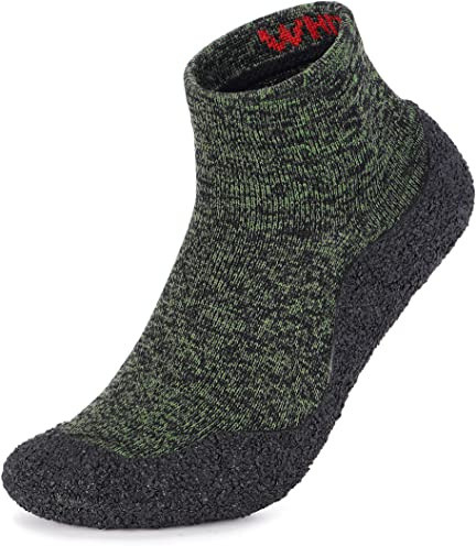 WHITIN Socks That Look Like Shoes for Mens Minimalist Mesh House Indoor Grips Sticky Bottom Proof Pilates Size 9 Womens Bare Beach Swim Gym Workout Green