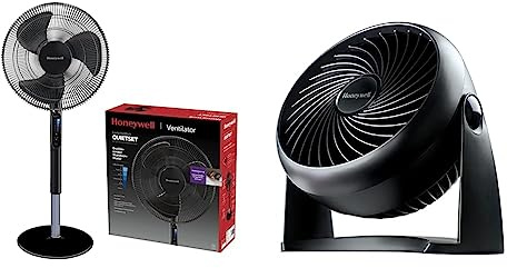 Honeywell Ventilador de pedestal giratorio Modern QuietSet (silencioso) con tecnología de reducción de ruido - HSF600BE y HT-900E Ventilador turbo potente y silencioso