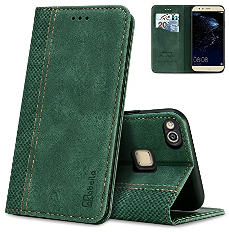 AKABEILA Hülle für Huawei P10 Lite Handyhülle Leder Flip Case Ständer PU Brieftasche Schutzhülle Klapphülle Tasche Case mit [Kartenfach] [Standfunktion] [Magnetisch]