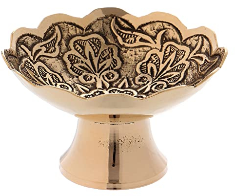 Holyart Ciotolina portaincenso decoro Floreale Interno ottone dorato 8 cm