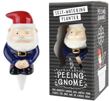 Gift Republic SINGLE UNIT - Peeing Gnome - Self Watering Planter, Red/White/Blue