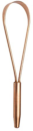 HealthAndYoga™ qLoop Copper Tongue Cleaner - Easy One Hand Use - Larger Surface Coverage - Ayurvedic Copper Health for Fresh Breath and Total Oral Hygiene (Single)