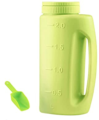 Kisbeibi 2L Handheld Spreader, Garden Lawn Grass Feed Seeding and Fertiliser Fertiliser Spreader, Adjustable Hole Size Grass Seeding Spreader with Scoop,Handheld Gardening Tool (Green)