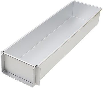 perfk Molde para tarta de queso de aluminio para hornear, molde, bandeja para hornear, molde para hornear pasteles de brownie, molde rectangular, marco móvil