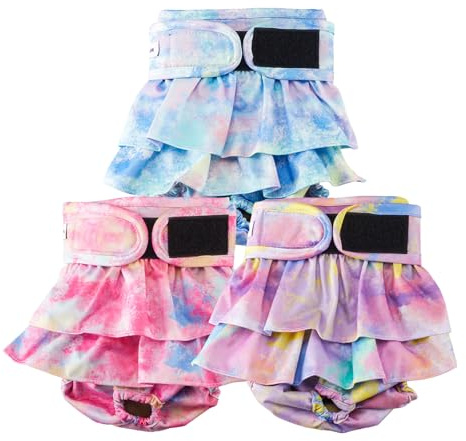 Reusable Dog Diapers Female Washable, Premium Doggie Diaper for Dogs, Pack of 3, Highly Absorbent Small Dog Diaper for Heat, Incontinence and Puppy Training(S)