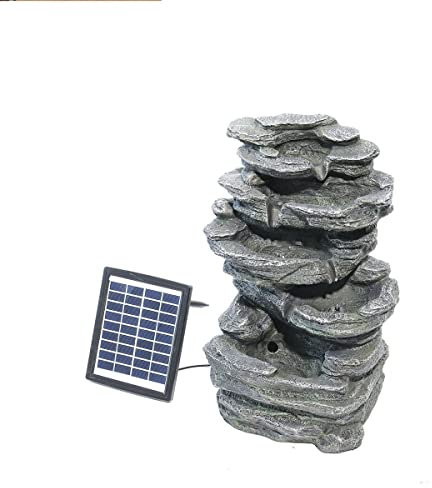 LQSSA Fontaine d'eau de Jardin extérieure Fontaine d'eau extérieure avec lumières LED Statue en Pierre de Jardin Cascade Solaire Cascades sur Pied Fontaines pour la Cour de la Maison Decoration