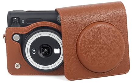 Rieibi PU Leather Case for Fujifilm Instax SQ40 - Polaroid SQ40 Camera Case for Fujifilm Instax Square SQ40 Instant Camera - Vintage Fuji SQ40 Bag Cover with Strap - Brown
