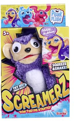 Simba Screamerz Mono Loco con Sonido, Peluche Divertido con gritos, Figura de Peluche para niños a Partir de 5 años, Aprox. 30 cm, Morado (105953333)
