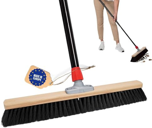 Novaliv Großer Besen mit Stiel 100 cm Kunstborsten Ideal als Werkstattbesen Hallenbesen Industriebesen Hausbesen Kehrbesen Zimmerbesen Haarbesen Besen groß
