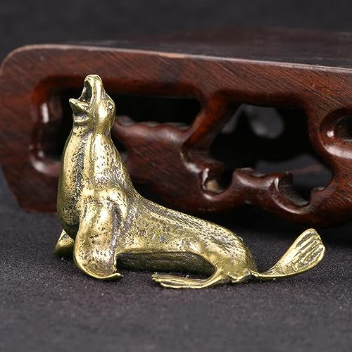 JIAPAILAIYUN Messingfigur, 4,5 x 3 cm, antikes Messing, Seelöwe, Kupfer-Ornamente, antike Bronze-Ornamente, Schreibtisch-Briefbeschwerer, Bastelkollektion