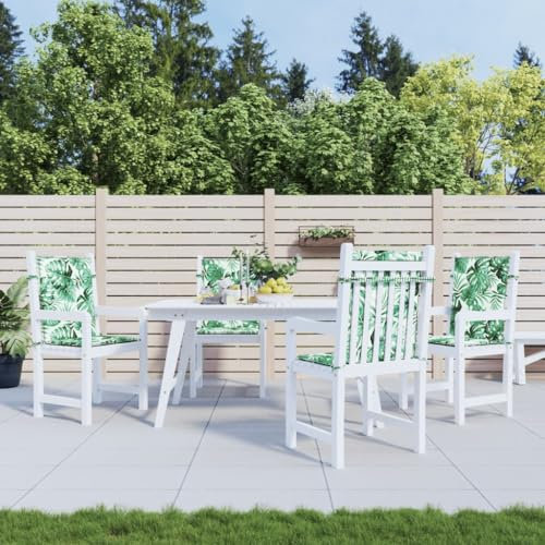 Homgoday 4 STK. Niedriglehner-Auflagen Gartenstuhlauflagen Sitzauflagen Stuhlauflagen Sitzpolster Sitzkissen für Garten Balkon Camping Stuhl Stoff Blattmuster