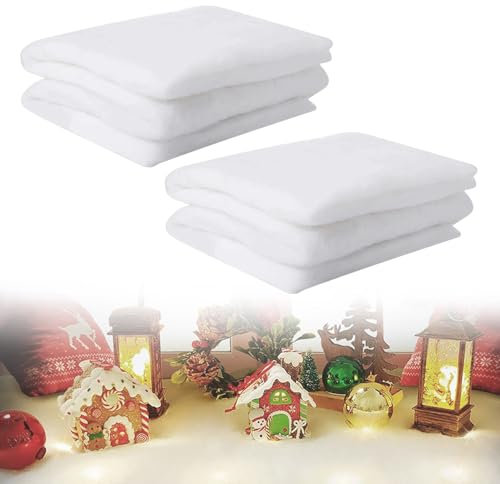 LPAMABA Navidad Manta de Nieve Navideña Manta de Nieve Artificial Manta de Nieve para Decoración de Fondo de Aldea Navideña (2pcs*40 * 150cm)