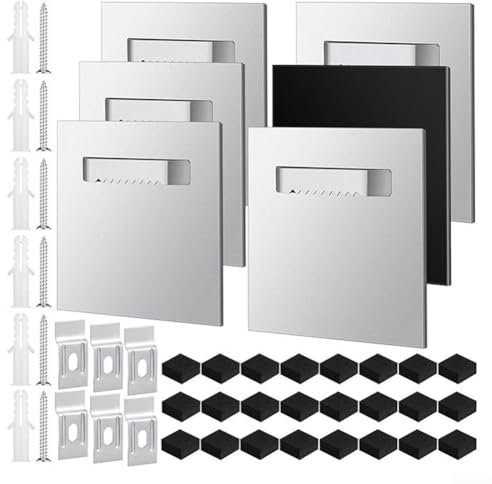 Lot de 6 crochets de suspension auto-adhésifs, kit de plaque de suspension adapté pour les miroirs et l'art suspendu, verre, aluminium