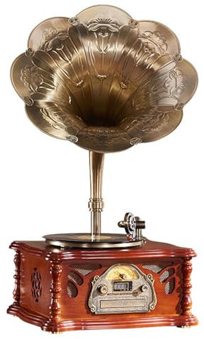 Giradischi retrò con altoparlanti stereo integrati, giradischi retrò con trasmissione a cinghia Bluetooth domestico, libreria fonografo vintage grammofono per ogni famiglia