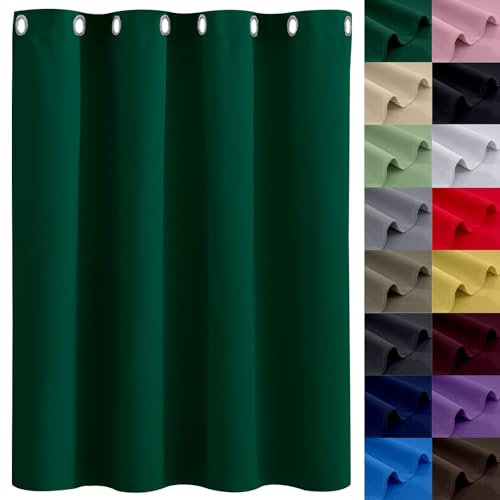 GAIFNAG Verdunkelung Fenstervorhang Gardinen Vorhänge 200 x 70 cm Wärmeisolierend, Vielen Farben Und Ausführungen Fadenvorhang mit Stangendurchzug für Fenster, Zuhause, Terrasse, Dunkelgrün