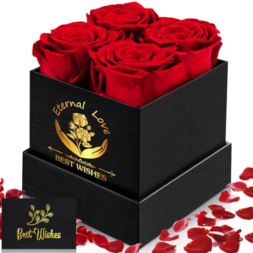 RDDAIPE Rosenbox mit Karte, Ewige Rose,Infinity Rosen,Eternal Rose,Haltbare Konservierte Rose,Rosen Geschenke für Frauen,Mamma, Freundin, Ehefrau, Oma, Geburtstag, Valentinstag, Muttertag, Jahrestag