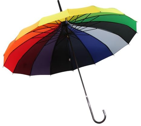 Limtula Stilvoller Pagoden-Regenschirm, Metallrahmen, Sonnenschirm, 16 Karat, schwarz-weiß gestreift, großer Regenschirm für Fotografie, Regenbogenfarben