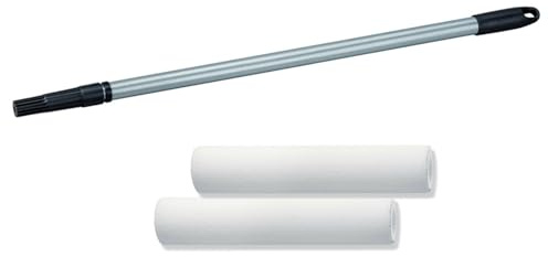 Verlängerungsstange 80-130cm Teleskopstab mit 2x Farbroller 25cm kurzflor 5mm ideal für Bodenfarbe Bodenbeschichtung - Maler Teleskopstange, Teleskopstiel für Farbwalze, Malerwalze - BEKATEQ BE-77W