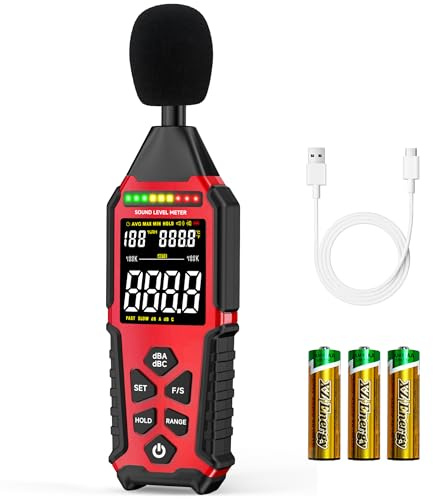 Power Supply Available Decibel Meter, Gedaye Sound Level Meter, A/C Weighted SPL Meter, Noise Measure Device 30-130dB, Noise Detector Sound Monitor Decibel Reader Classroom Factory Noisy Neighbor