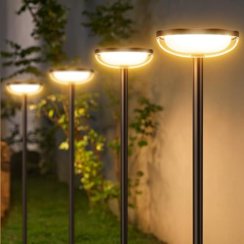 GEARLITE Solcellslampor för utomhusbruk trädgård 4 stycken, varma vita solcellslampor för utomhusbruk med 1 000 mAh batteri, 40 lumen extra ljus trädgårdsdekoration med IP65 vattentät för utomhus