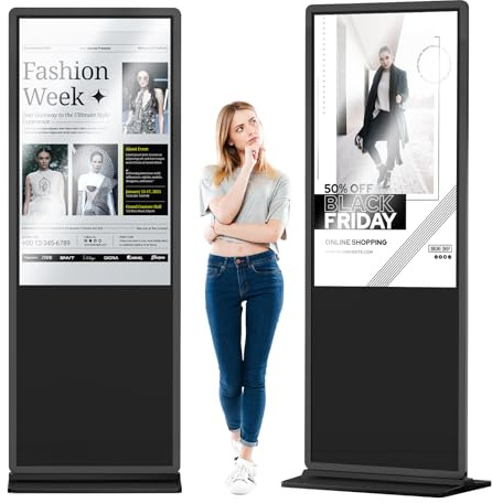 YIXZSWD Digitaler Kundenstopper, Werbedisplay Digital, Digitale Werbetafel, Vertical Monitor, IPS HD LCD Bildschirm, Digital Signage, Smart Monitor, Interaktive Anzeigetafel (Touch-Screen, 55 Zoll)