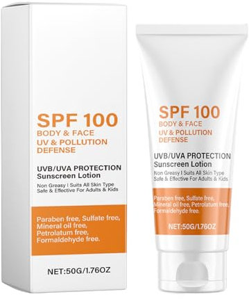Lozione Per Protezione Solare Di Protezione, Crema Solare UVA/UVB, Blocco Solare A Largo, Con Potente Protezione SPF 100, Formula Non Grassa E Rapida, 50G, Per Viso, Braccia, Cosce