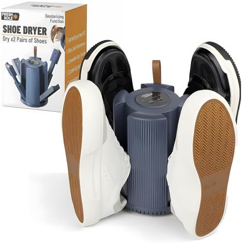 Electric Shoe Dryer - Portable, Adjustable Timing 1/3/6 hr, Customisable Fan Speeds and 48 Degree Heat for fast drying - Shoe and Boot Dryer for Families, Athletes and Hikers