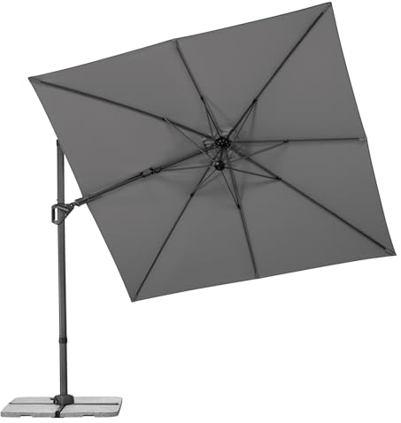 Schneider Ampelschirm VIVASOL 270 x 270 cm, Anthrazit, 360° drehbar, bis 50° neigbar, 45° kippbar, Air-vent, Schutzhülle & Plattenständer